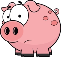 Cartoon illustration of a worried little pig.